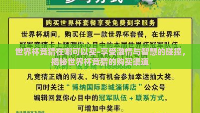 世界杯竞猜在哪可以买-享受激情与智慧的碰撞，揭秘世界杯竞猜的购买渠道