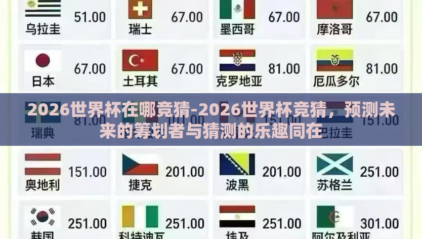 2026世界杯在哪竞猜-2026世界杯竞猜，预测未来的筹划者与猜测的乐趣同在