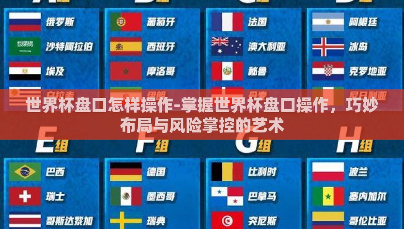 世界杯盘口怎样操作-掌握世界杯盘口操作，巧妙布局与风险掌控的艺术