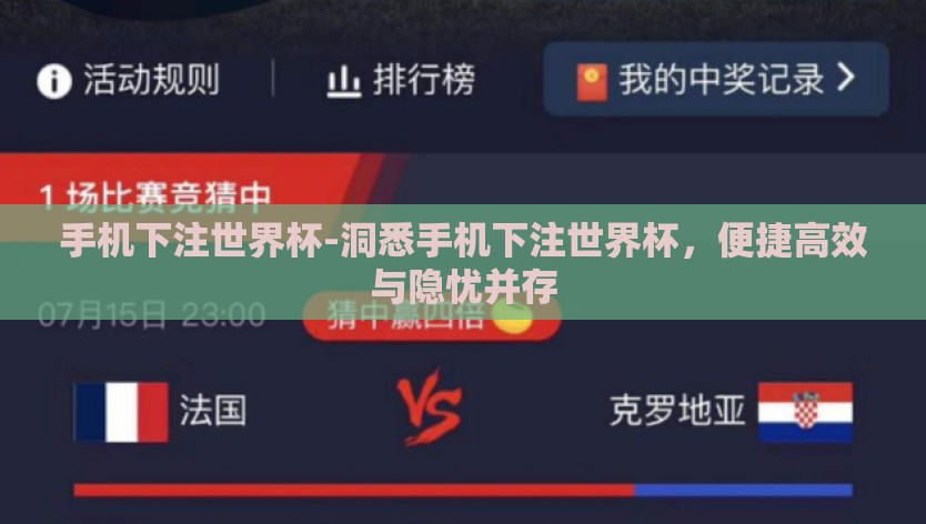 手机下注世界杯-洞悉手机下注世界杯，便捷高效与隐忧并存