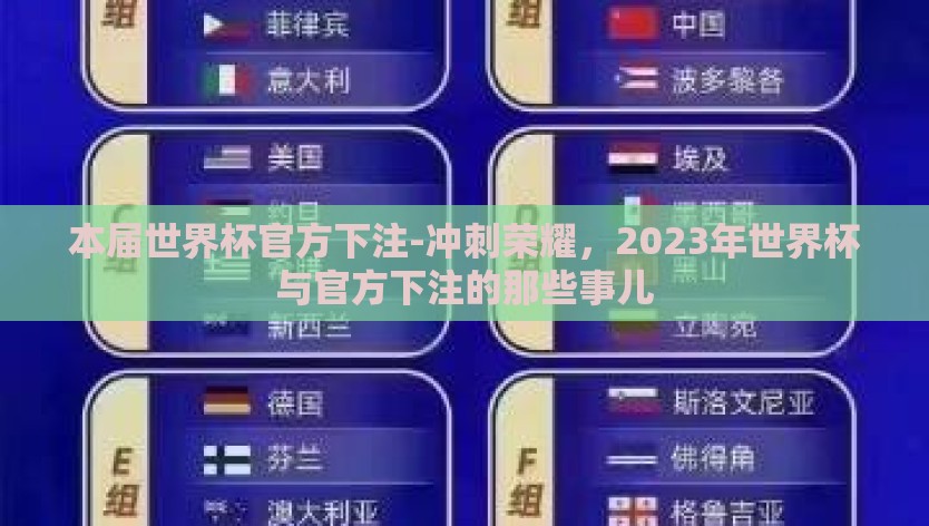 本届世界杯官方下注-冲刺荣耀，2023年世界杯与官方下注的那些事儿