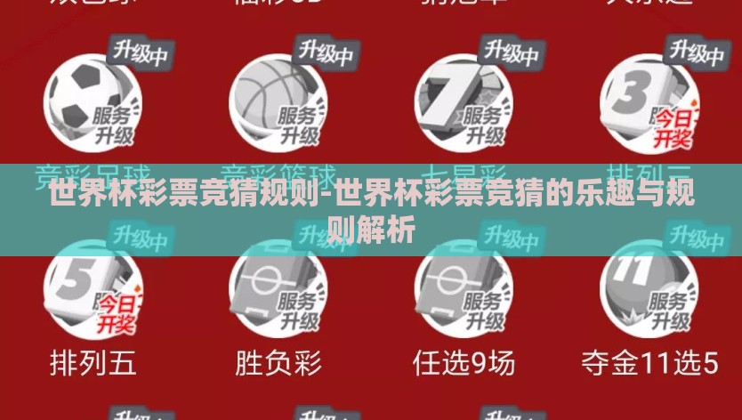 世界杯彩票竞猜规则-世界杯彩票竞猜的乐趣与规则解析