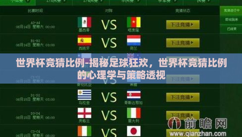 世界杯竞猜比例-揭秘足球狂欢,世界杯竞猜比例的心理学与策略透视 世界杯竞猜比例-揭秘足球狂欢,世界杯竞猜比例的心理学与策略透视