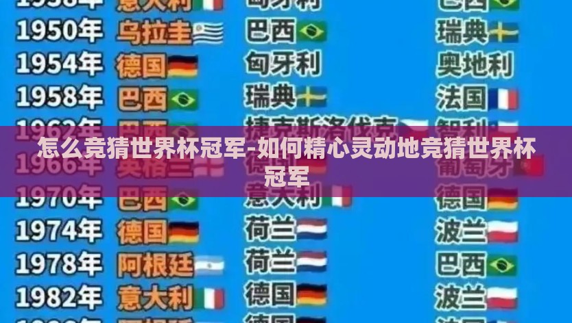 怎么竞猜世界杯冠军-如何精心灵动地竞猜世界杯冠军