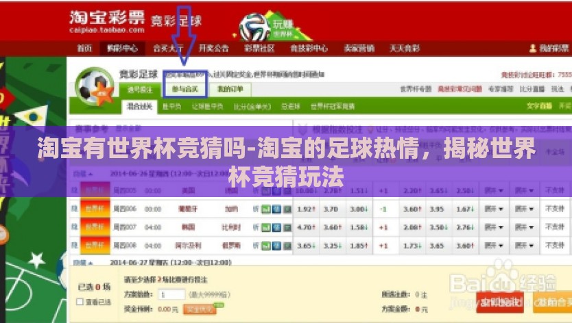 淘宝有世界杯竞猜吗-淘宝的足球热情，揭秘世界杯竞猜玩法