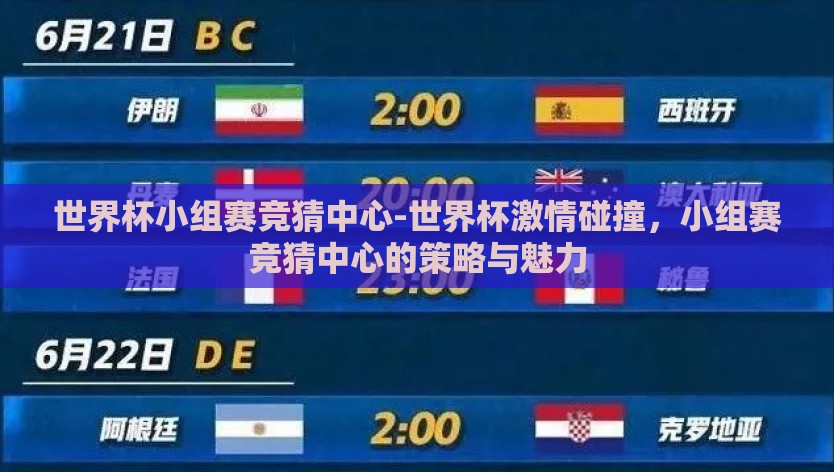 世界杯小组赛竞猜中心-世界杯激情碰撞，小组赛竞猜中心的策略与魅力
