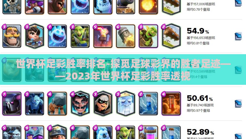 世界杯足彩胜率排名-探觅足球彩界的胜者足迹——2023年世界杯足彩胜率透视