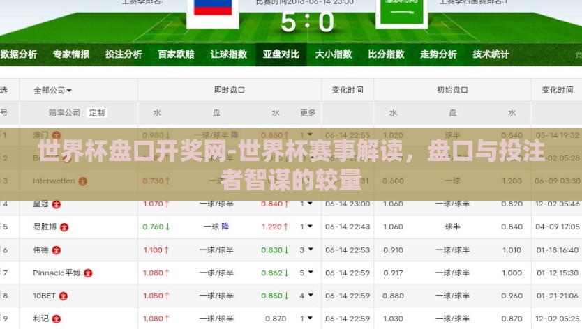 世界杯盘口开奖网-世界杯赛事解读，盘口与投注者智谋的较量