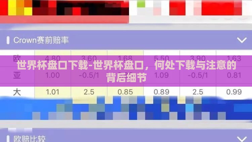 世界杯盘口下载-世界杯盘口，何处下载与注意的背后细节