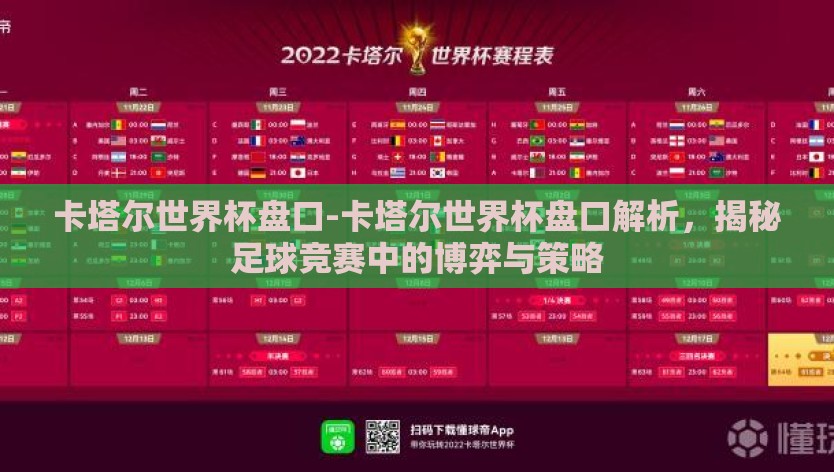 卡塔尔世界杯盘口-卡塔尔世界杯盘口解析，揭秘足球竞赛中的博弈与策略