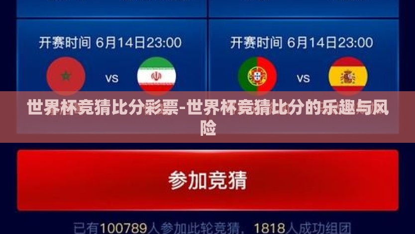 世界杯竞猜比分彩票-世界杯竞猜比分的乐趣与风险