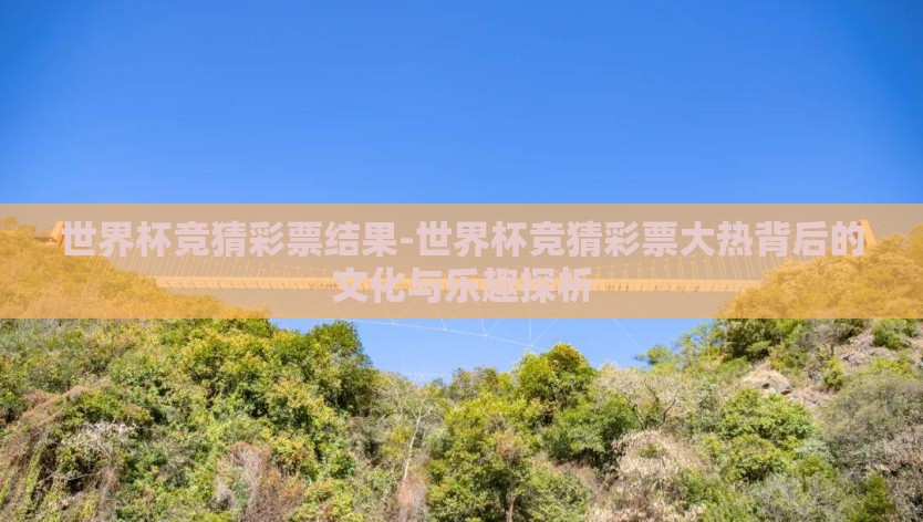 世界杯竞猜彩票结果-世界杯竞猜彩票大热背后的文化与乐趣探析