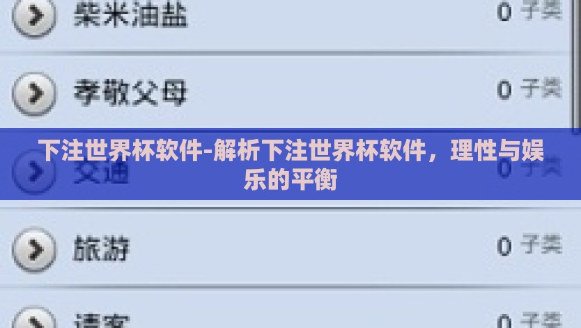 下注世界杯软件-解析下注世界杯软件，理性与娱乐的平衡