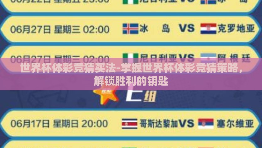 世界杯体彩竞猜买法-掌握世界杯体彩竞猜策略，解锁胜利的钥匙